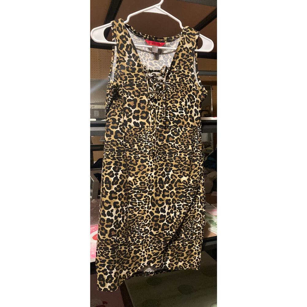 L hot kiss sleeveless soft stretchy animal print cheetah dress mini short